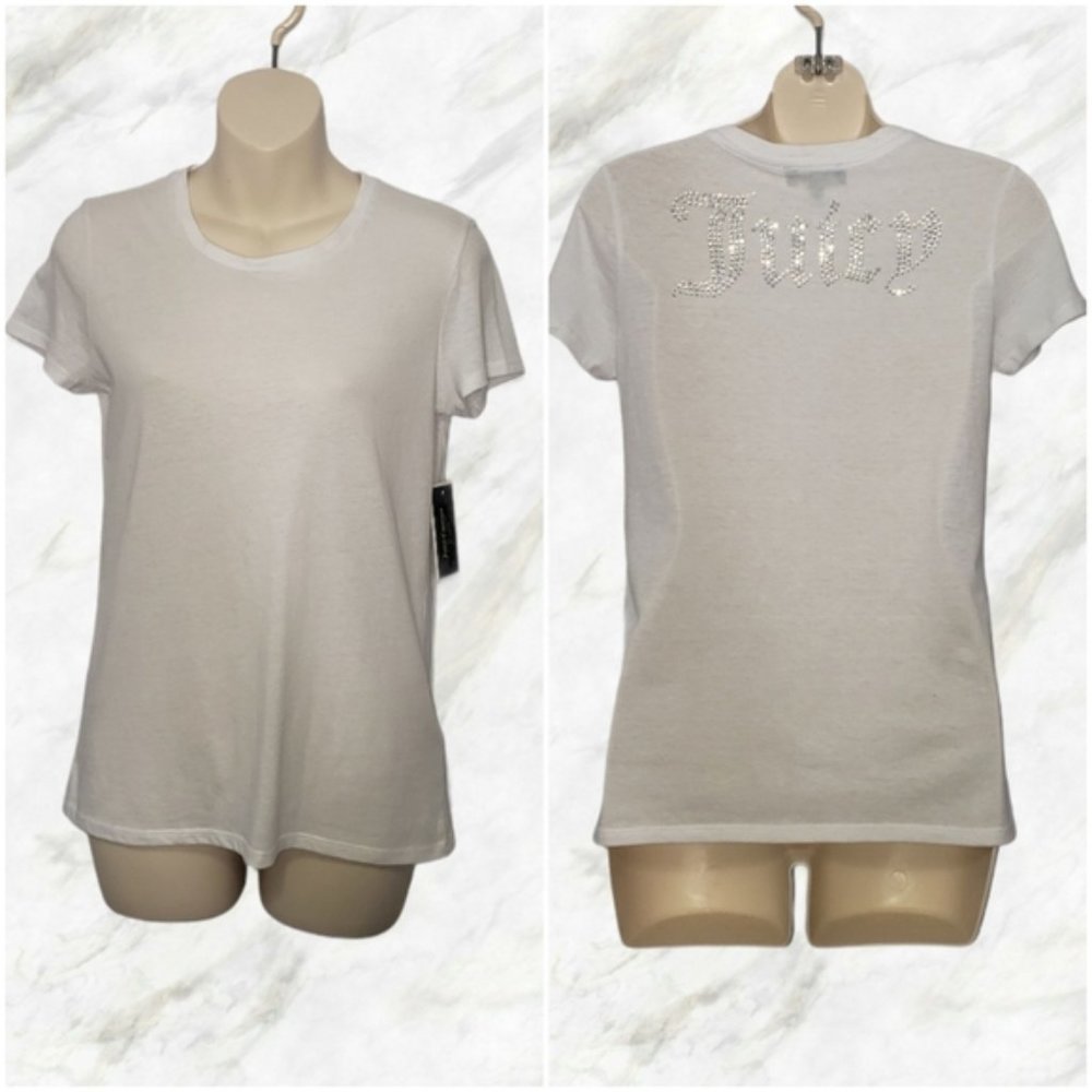 JUICY COUTURE vintage Y2K white Gothic crystal t-shirt NEW